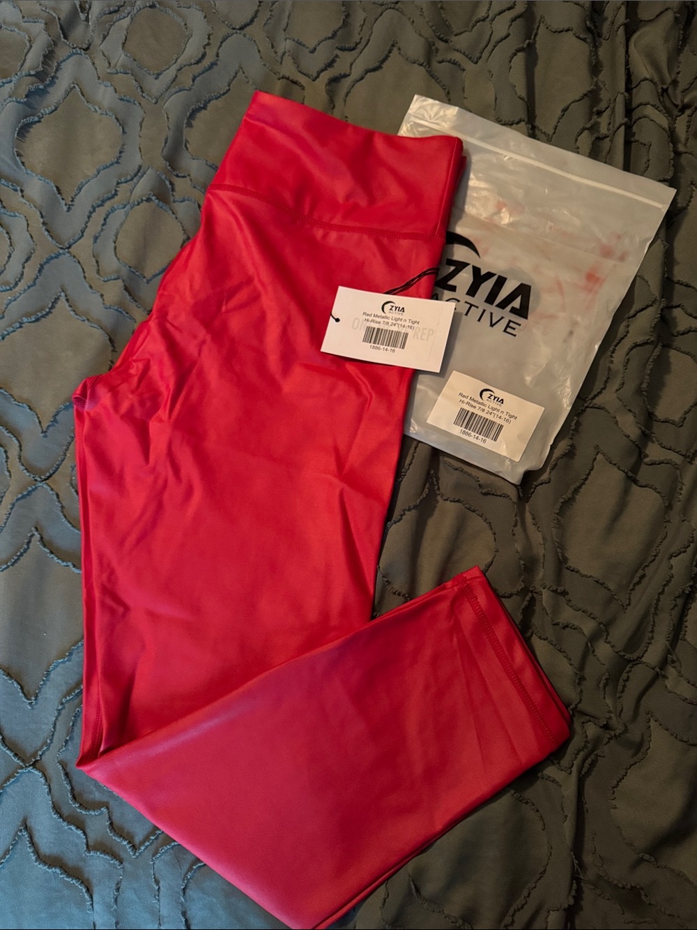 Zyia Red Metallic Light n Tight Hi-Rise 7/8 24”